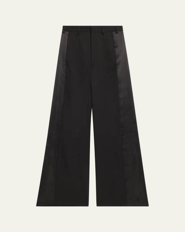 Wide-Leg Satin Panel Pants